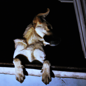 En el umbral de la noche, un un perro vecino cuyo ladrar incesante con ojos desorbitados y mirando a una ventana.