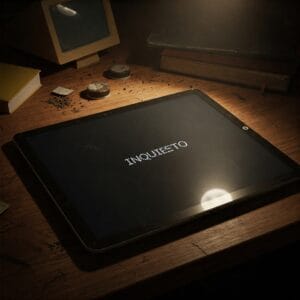 Interior de un piso antiguo con una pared que emite un sutil glitch digital, representando un haunting tecnológico en un relato de terror psicológico.