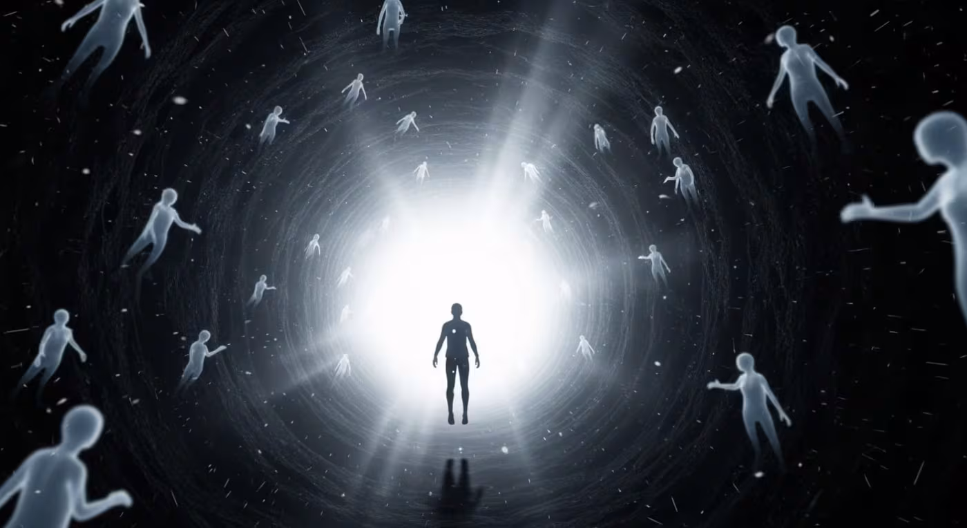 Luz brillante al final de un corredor oscuro