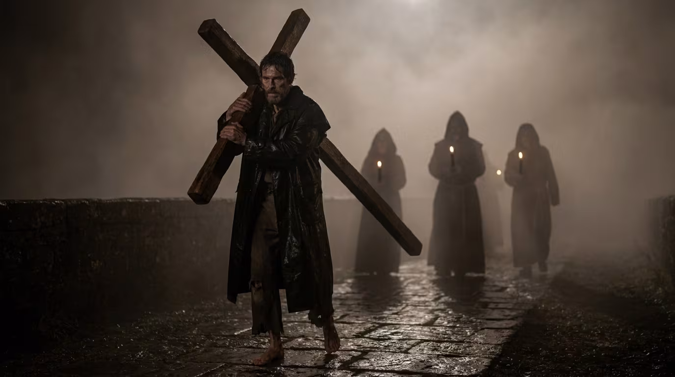 La Mortaja del Cruceiro de Carnota: El Portador de la Cruz - Arte IA Relatando