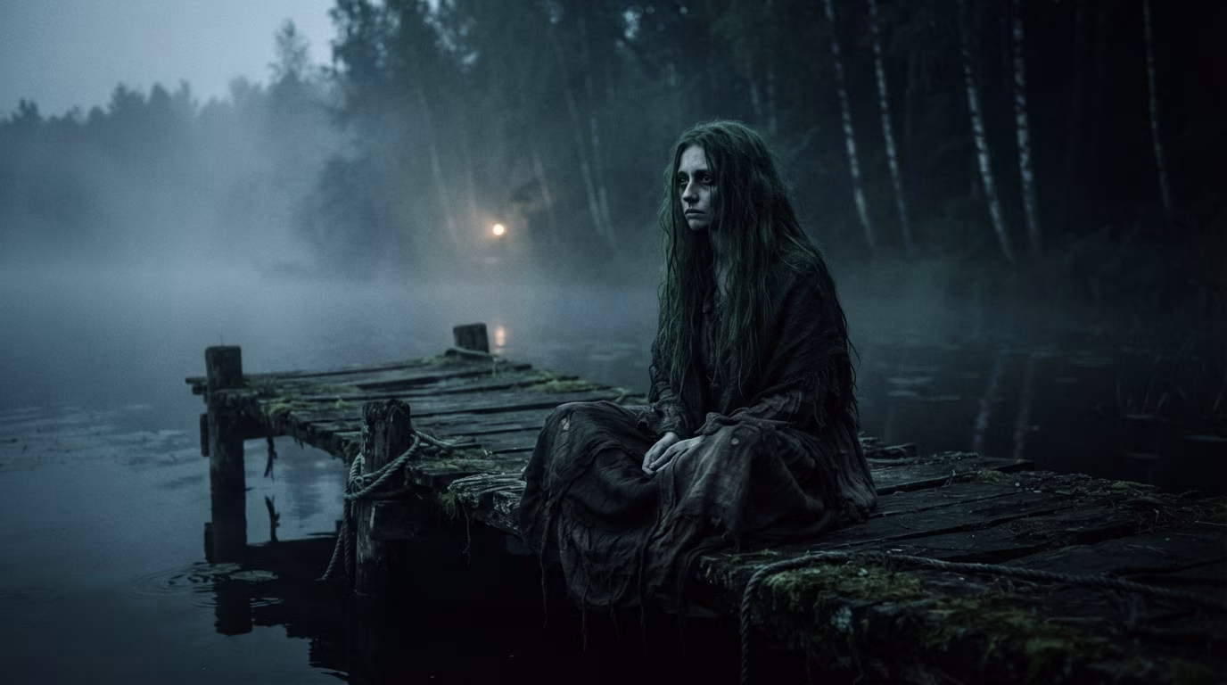 Ilustración y expediente de ¿Qué es La Rusalka de las Lagunas Rusas y los Cabellos Verdes de Doncella Ahogada? Origen, Leyenda y Misterio – Relatando.com
