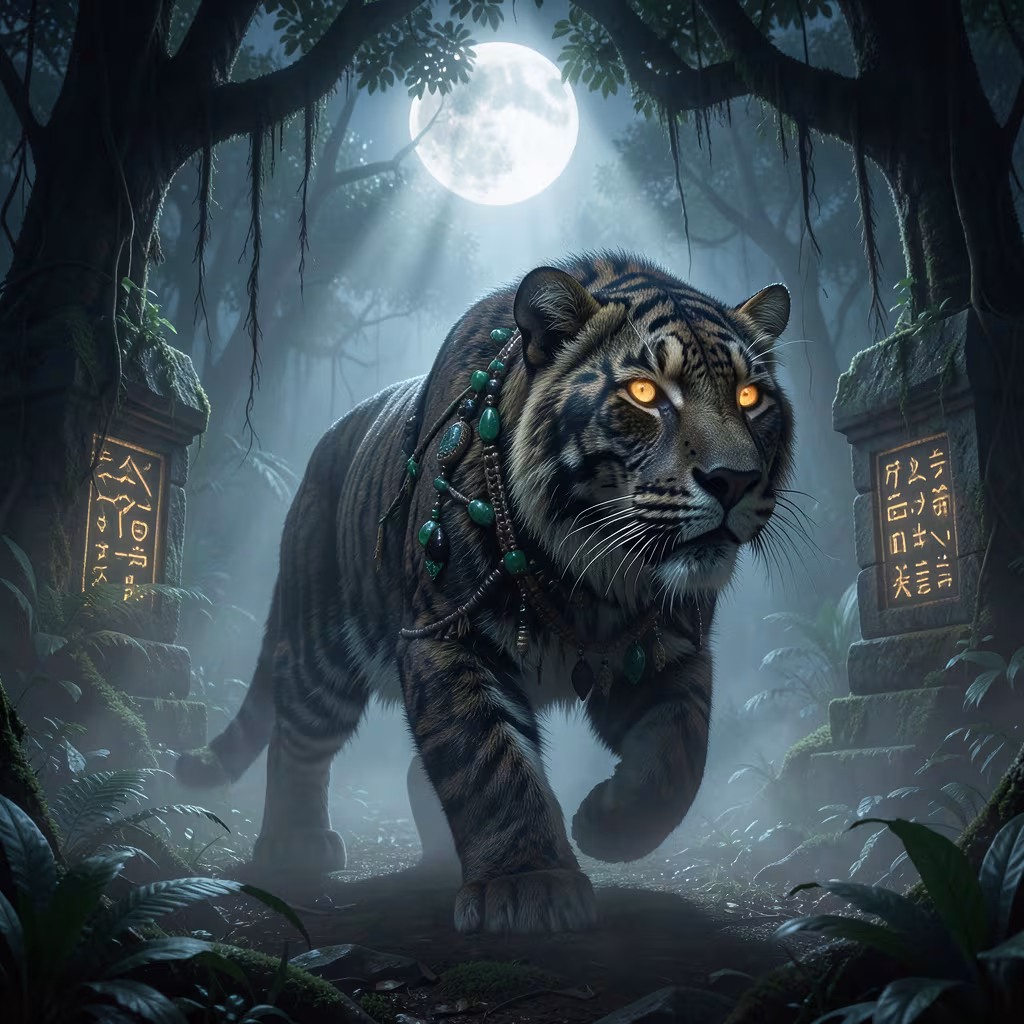 El Nahual Olmeca y el Jaguar Espiritual - Arte IA Relatando
